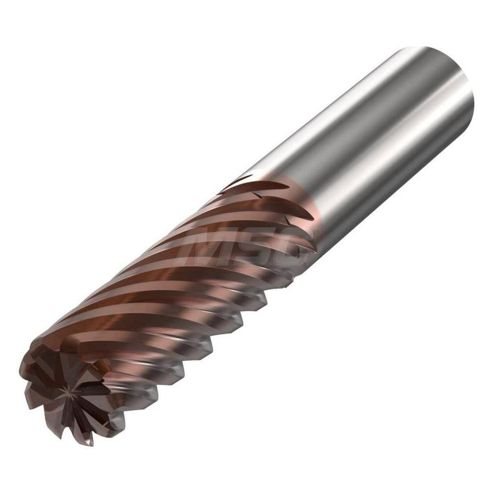 Corner Radius End Mill: 10 mm Dia, 40 mm LOC, 0.5 mm Radius, 9 Flutes, Solid Carbide