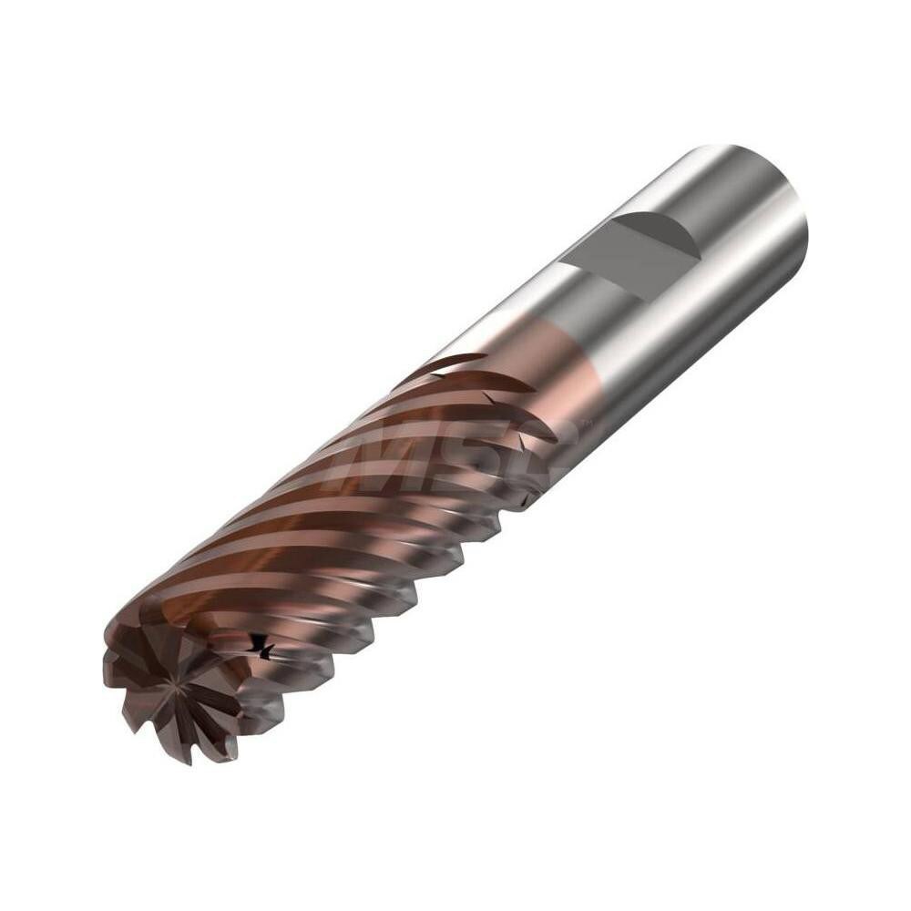 Corner Radius End Mill: 12 mm Dia, 30 mm LOC, 0.5 mm Radius, 9 Flutes, Solid Carbide