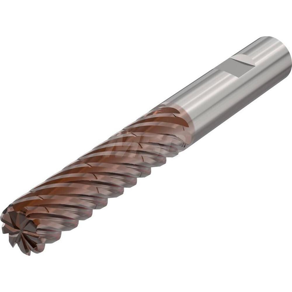 Corner Radius End Mill: 25 mm Dia, 78 mm LOC, 2 mm Radius, 9 Flutes, Solid Carbide