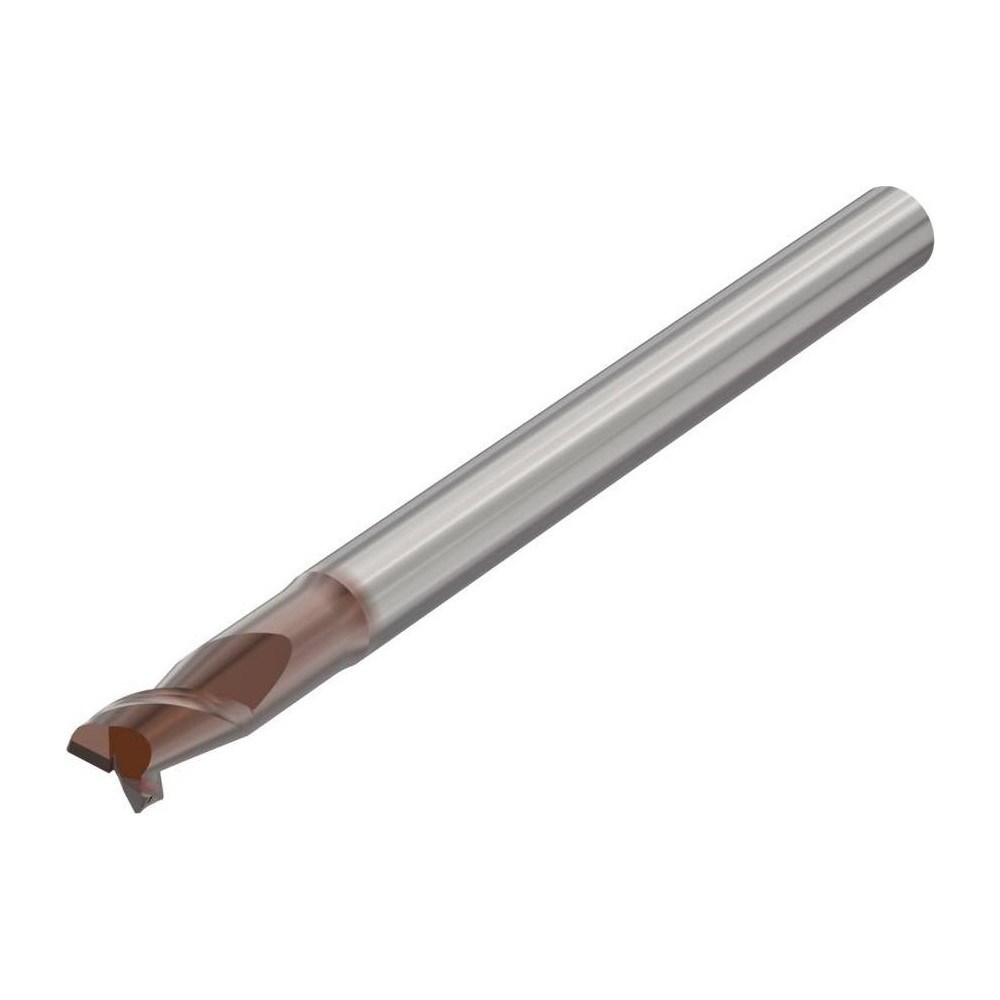 Corner Radius End Mill: 3 mm Dia, 4.5 mm LOC, 0.2 mm Radius, 2 Flutes, Solid Carbide