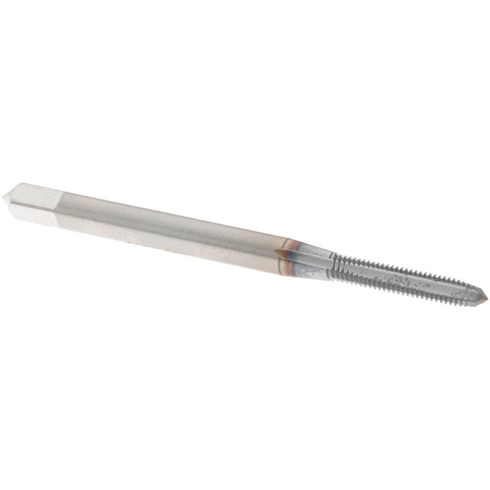 Straight Flute Tap: #3-56 UNF, 3 Flutes, Plug, 2B Class of Fit, High Speed Steel, TiCN Coated