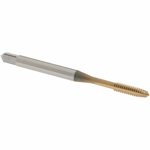 Straight Flute Tap: #4-40 UNC, 3 Flute, Plug Chamfer, 2B Class of Fit, High-Speed Steel, TiN Finish