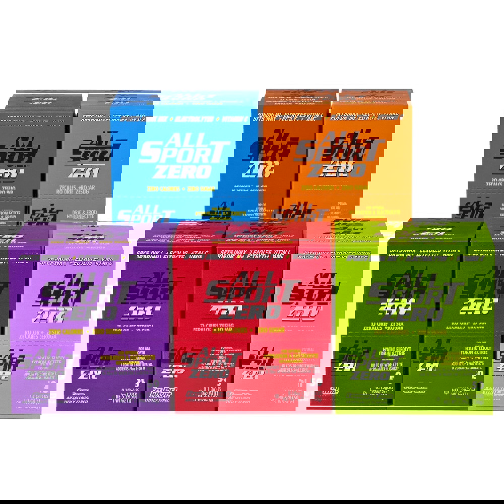 All Sport Activity Drink: 0.11 oz Pouch & Packet, Assorted Flavors, Blue Raz Ice, Fruit Punch, Grape, Orange & Lemon-Lime, Sugar Free, Powder, Yields 16.90 oz