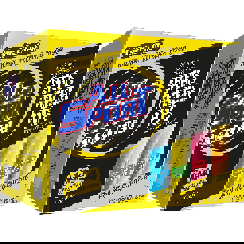 All Sport Activity Drink: 3oz Pouch, Blue Raz Ice, Fruit Punch, Orange & Lemon-Lime, Ready-to-Eat, Yields 3.00 oz, Sugar Free