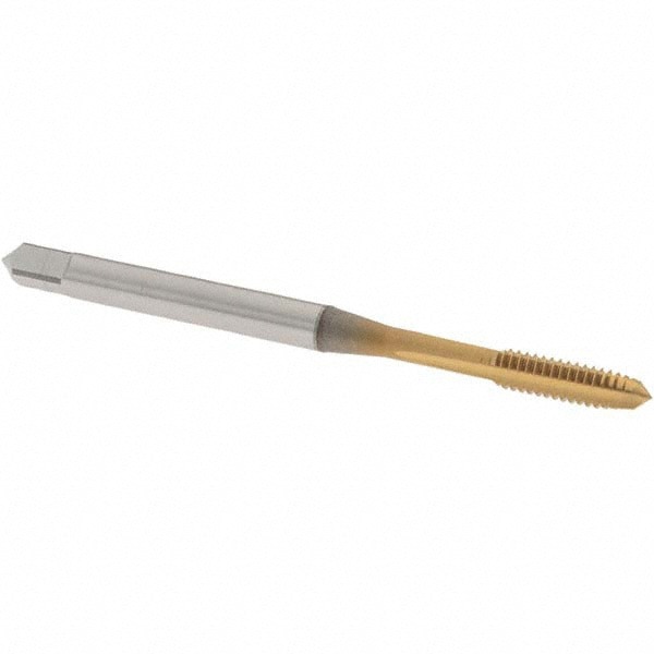Straight Flute Tap: #5-40 UNC, 3 Flute, Plug Chamfer, 2B Class of Fit, High-Speed Steel, TiN Finish