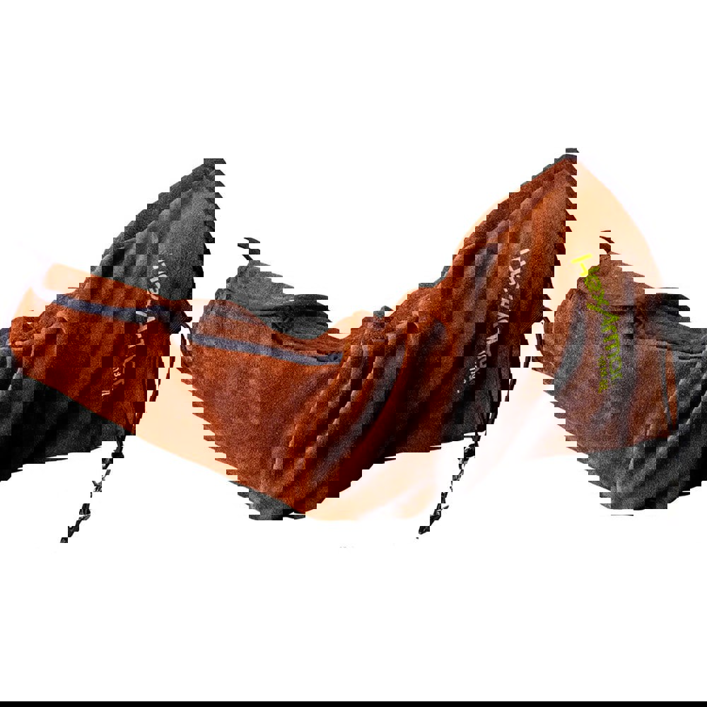 Welding, Heat & FR Sleeve: Size X-Large, Aramid, HPPE & Leather, Brown & High-Visibility Green, ANSI Cut A7