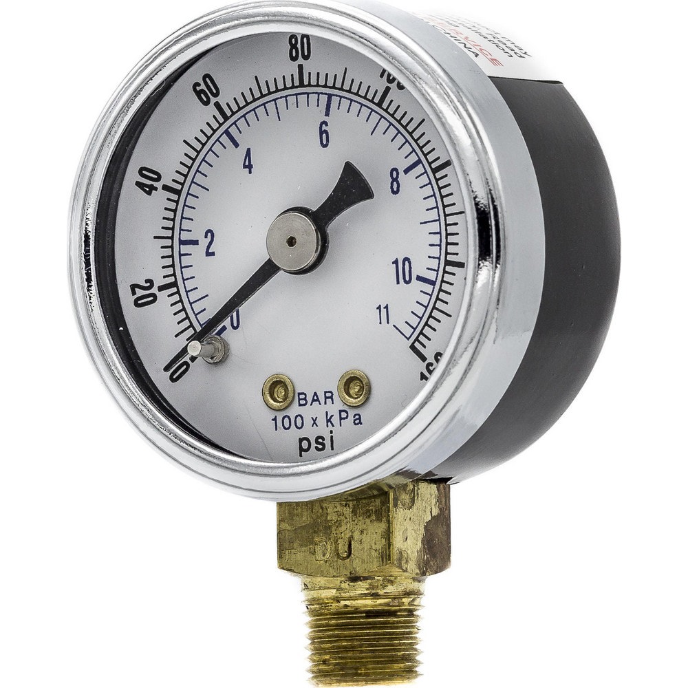 Pressure Gauges; Gauge Type: Utility Gauge ; Scale Type: Dual ; Accuracy (%): 3-2-3% ; Dial Type: Analog ; Thread Type: NPT ; Bourdon Tube Material: Bronze