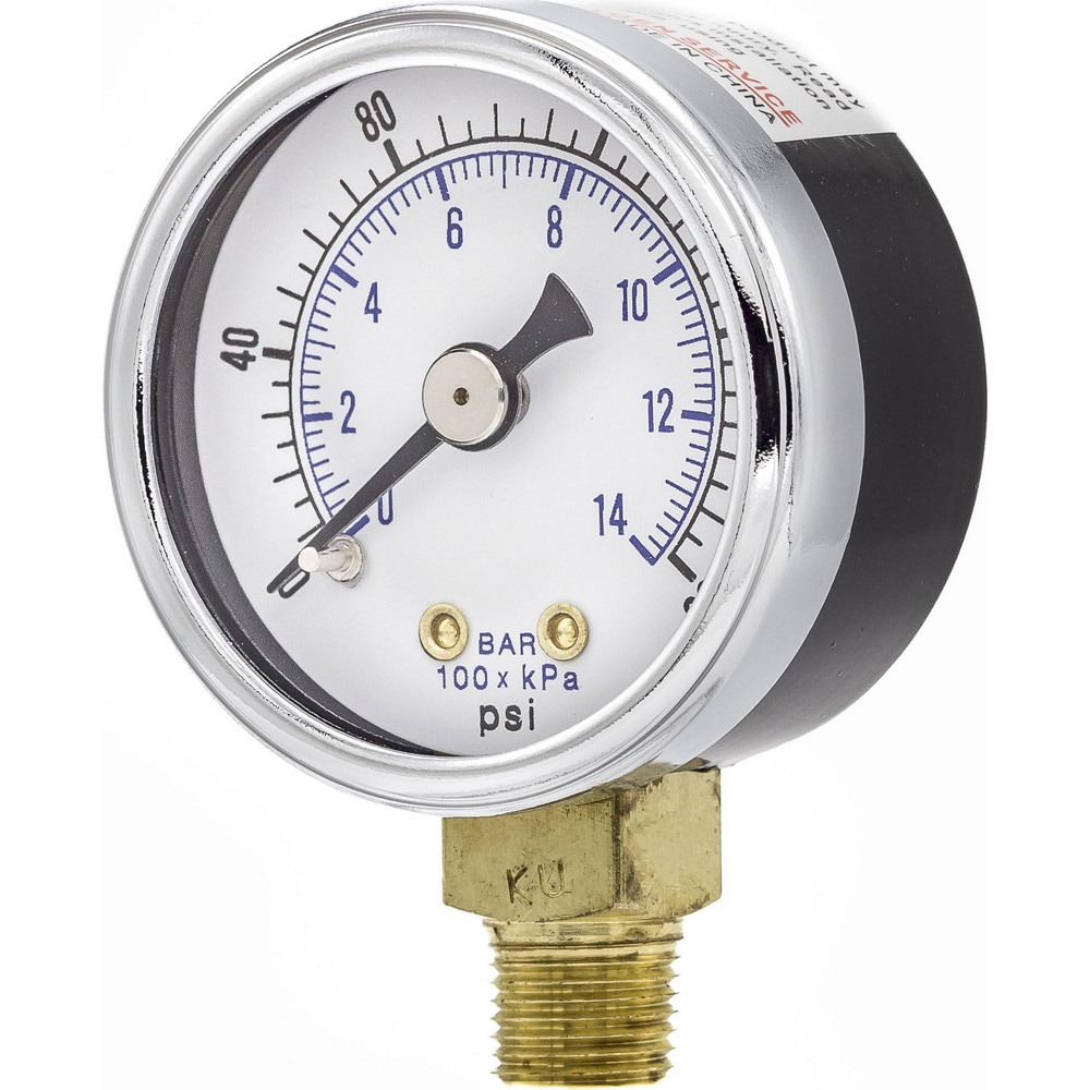 Pressure Gauges; Gauge Type: Utility Gauge ; Scale Type: Dual ; Accuracy (%): 3-2-3% ; Dial Type: Analog ; Thread Type: NPT ; Bourdon Tube Material: Bronze