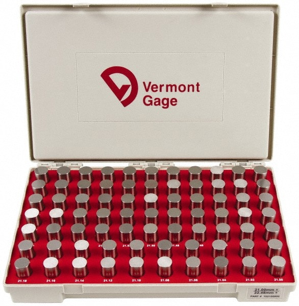 Class ZZ Plug Gage Set: 21 to 22.48 mm Range, 75 Pc