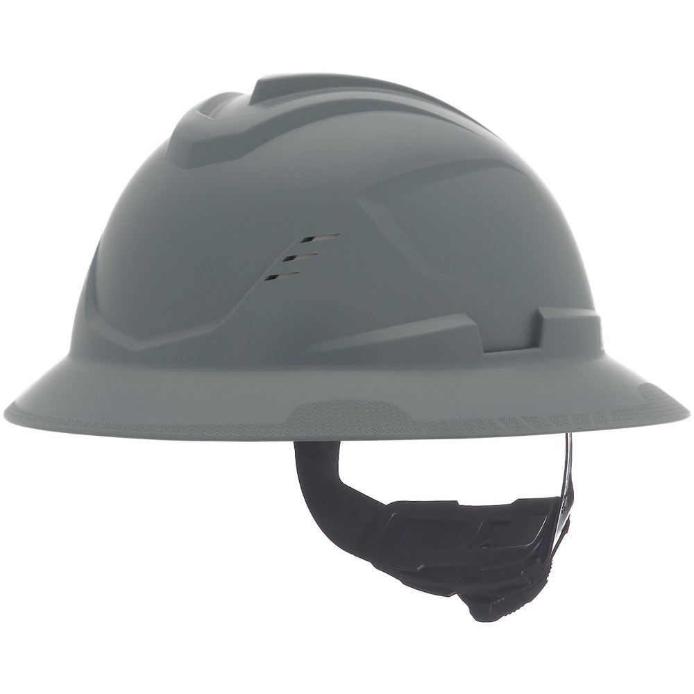 Hard Hats; Hard Hat Style: Full Brim ; Color: Gray ; Adjustment Type: Ratchet ; Application: Construction; Energy Company; Heat Protection; Manufacturing; Mining; Oil and Gas; Utilities ; Material: Polyethylene ; ANSI Type: ANSI Z89.1 2014