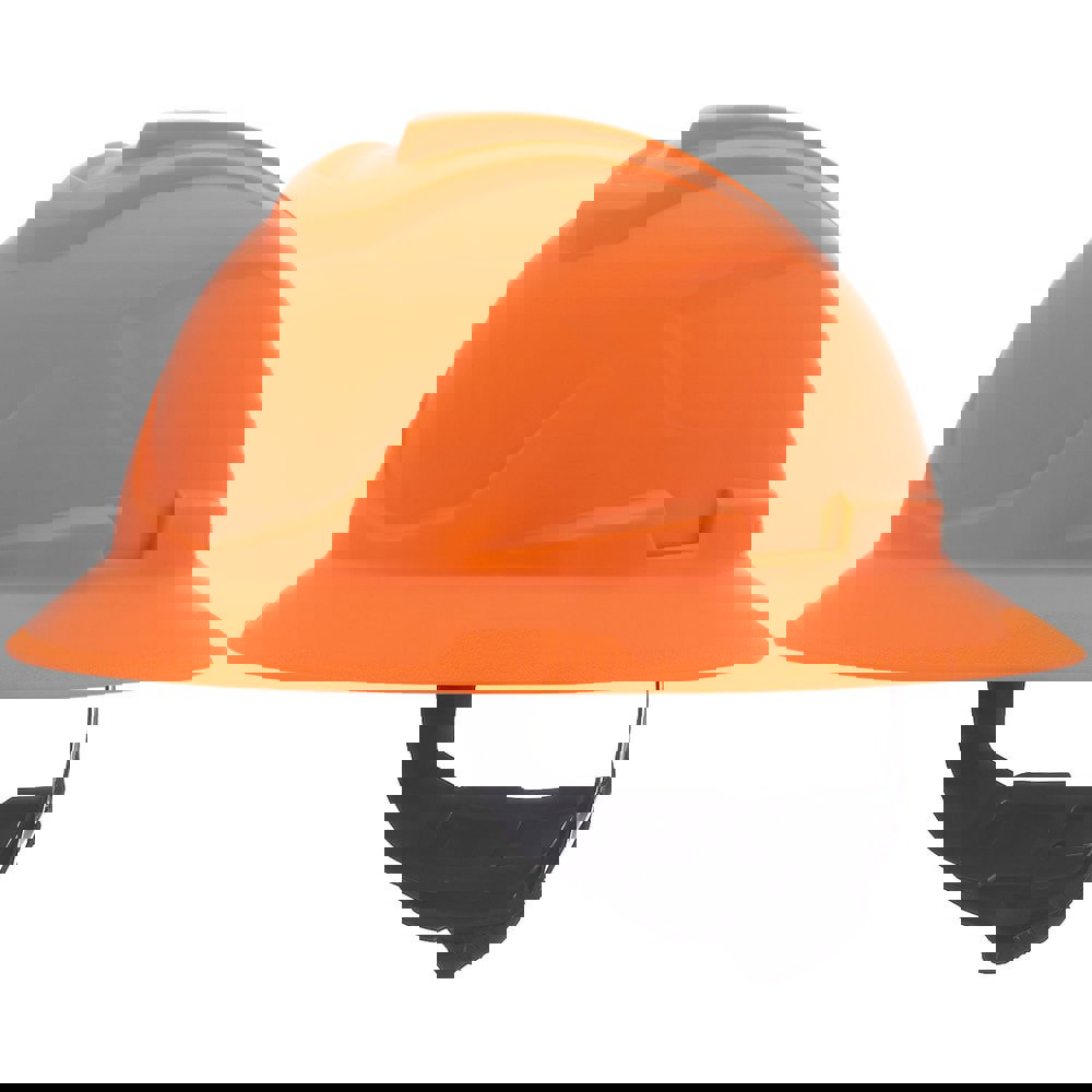 Hard Hats; Hard Hat Style: Full Brim ; Color: High-Visibility Orange ; Adjustment Type: Ratchet ; Application: Construction; Energy Company; Heat Protection; Manufacturing; Mining; Oil and Gas; Utilities ; Material: Polyethylene