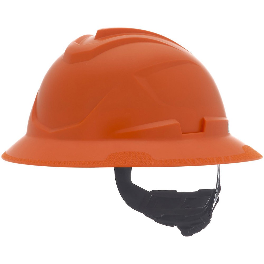 Hard Hats; Hard Hat Style: Full Brim ; Color: Orange ; Adjustment Type: Ratchet ; Application: Construction; Energy Company; Heat Protection; Manufacturing; Mining; Oil and Gas; Utilities ; Material: Polyethylene ; ANSI Type: ANSI Z89.1 2014