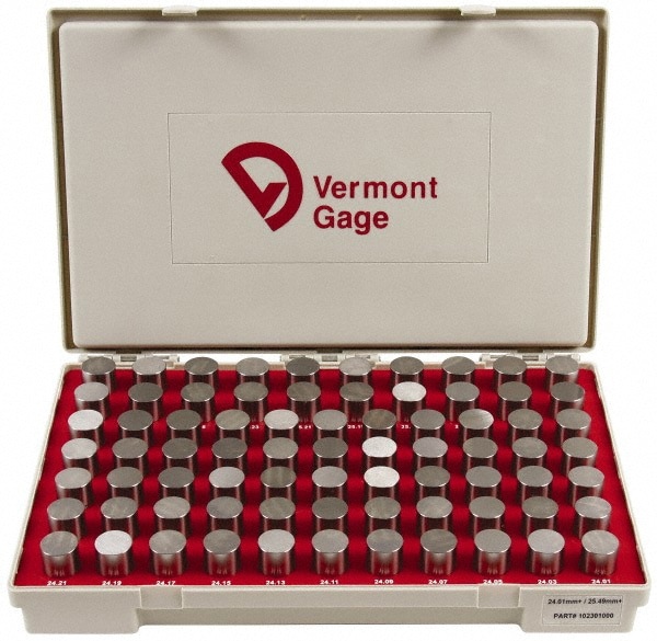 Class ZZ Plug Gage Set: 24.01 to 25.49 mm Range, 75 Pc