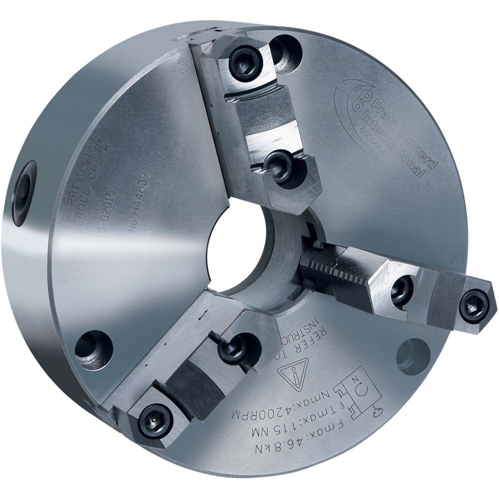 Self-Centering Manual Lathe Chuck: 3-Jaw, 9.84