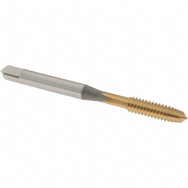 Straight Flute Tap: #10-24 UNC, 4 Flute, Plug Chamfer, 2B Class of Fit, High-Speed Steel, TiN Finish