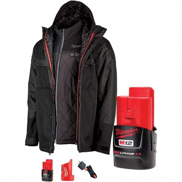 Heated Jacket: Size 3X-Large, Polyester, Zipper Closure