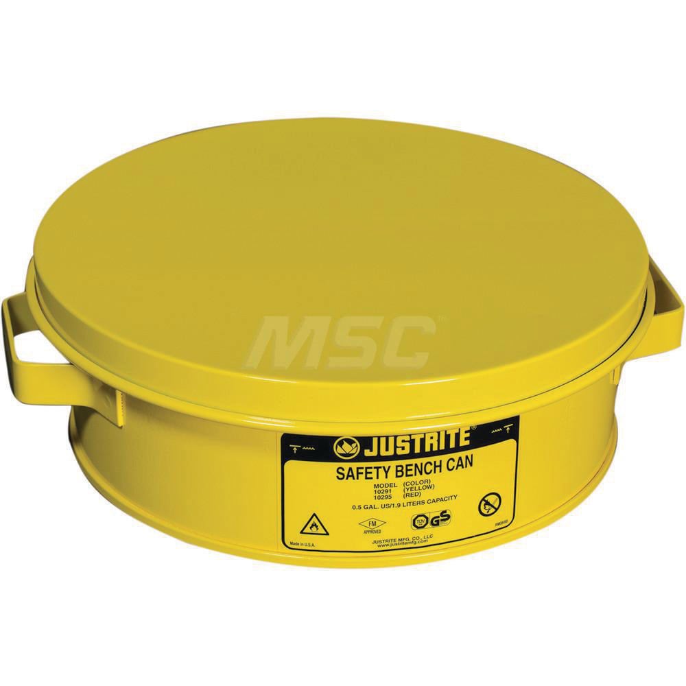 Safety Bench Cans & Dip/Wash Tanks; Capacity (Gal.): 0.500 ; Type: Bench Can ; Capacity: 2.000 ; Capacity (Qt.): 2.00 ; Can Material: Steel ; Color: Yellow; Yellow
