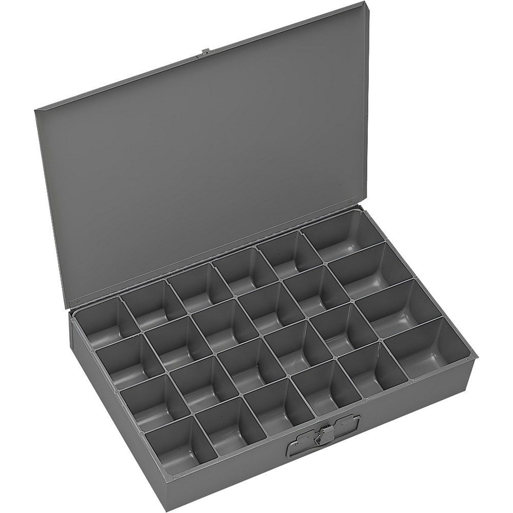 Small Parts Storage Drawers; Drawer Type: Large Storage Drawer ; Number Of Compartments: 24.000 ; Removable Dividers: Yes ; Drawer Material: Steel ; Color: Gray ; Drawer Depth: 12.4375in