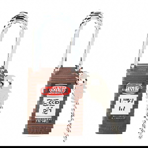 Lockout Padlock: Keyed Different, Key Retaining, Nylon, Nylon Shackle, Brown