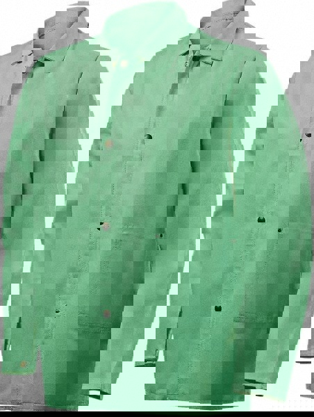 Flame Resistant/Retardant Jacket: Size 6X-Large, Cotton, Snaps Closure