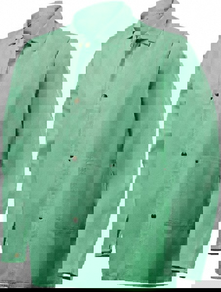 Flame Resistant/Retardant Jacket: Size Large, Cotton & Nylon, Snaps Closure