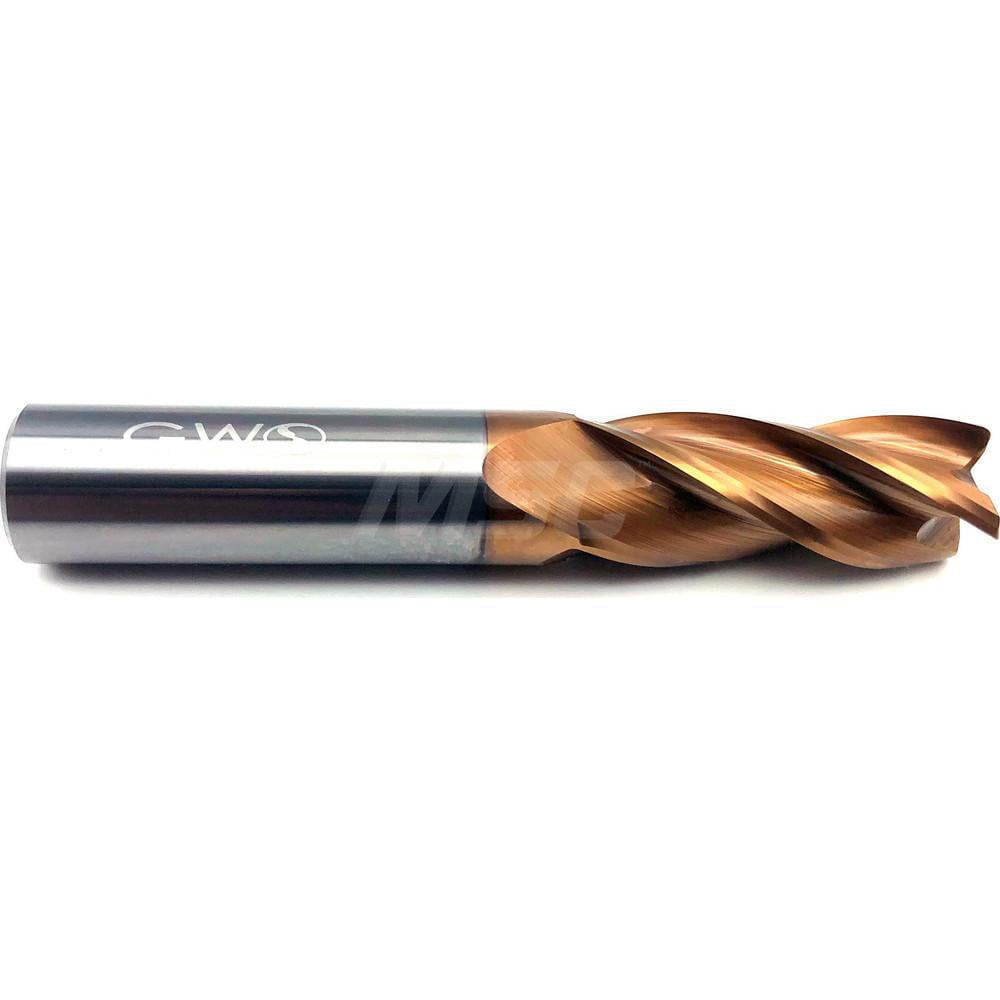 Square End Mill: 5/8'' Dia, 1-1/4'' LOC, 5/8'' Shank Dia, 3-1/2'' OAL, 4 Flutes, Solid Carbide