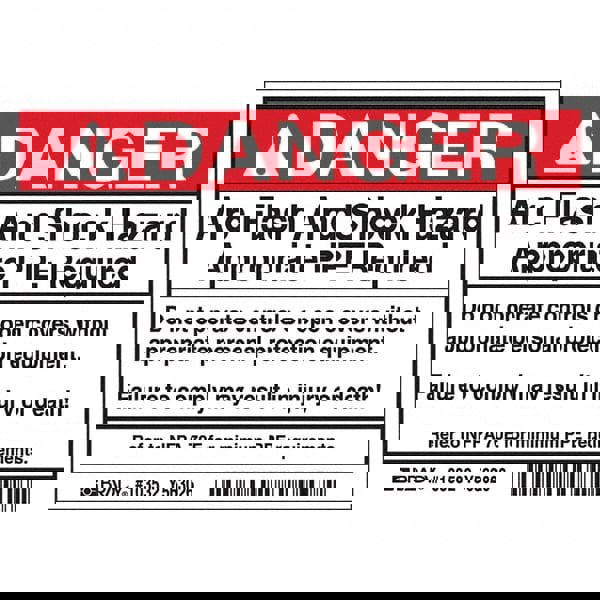 Label Maker Label: Black & Red on White, Polyester, 5 per Roll