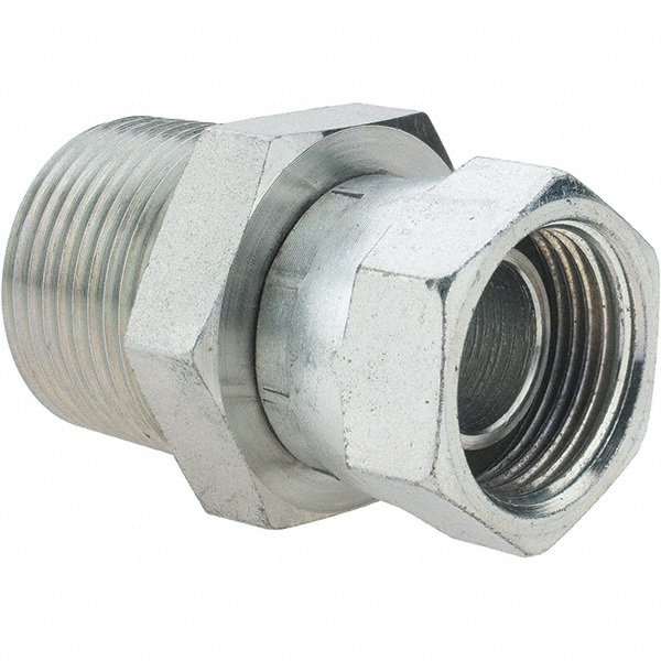 Industrial Pipe Straight Swivel Adapter: 1-11-1/2 Female Thread, 3/4-14 Male Thread, NPTF x NPTM