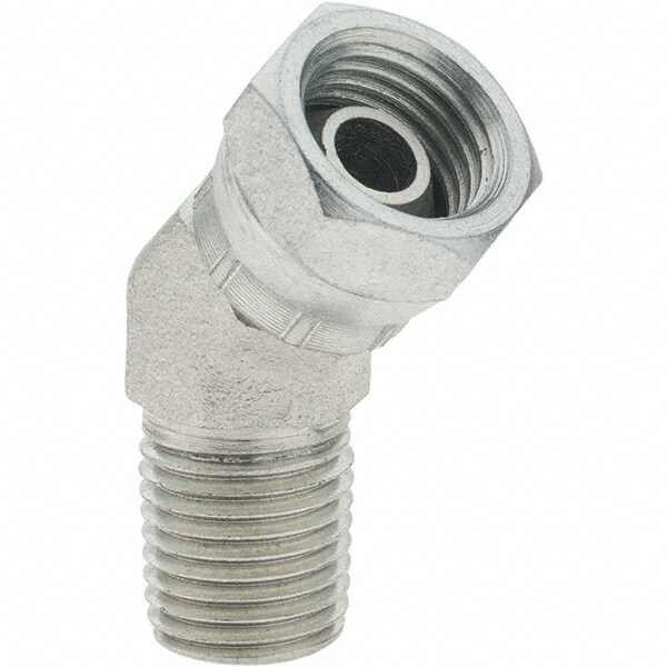 Industrial Pipe 45 &deg; Elbow Swivel Adapter: FNPSM x MNPTF