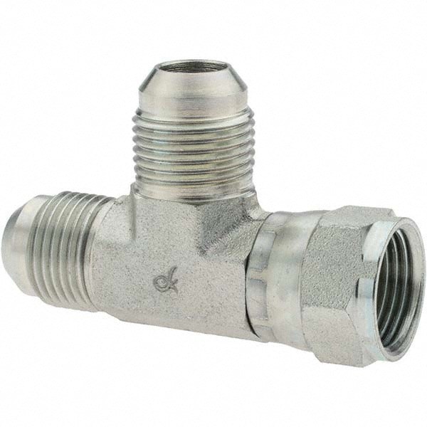 Steel Flared Tube Swivel Run Tee: 5/8