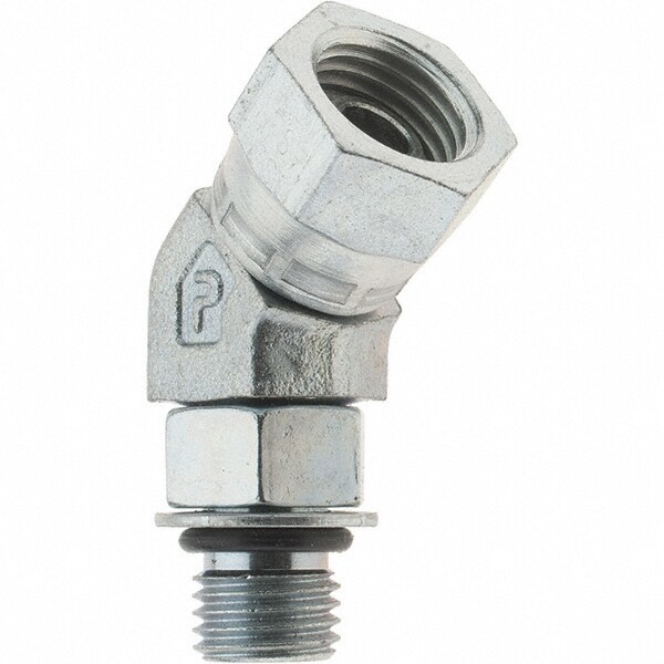Hydraulic Hose Swivel Elbow Adapter: 4 mm, 7/16-20, 6,000 psi