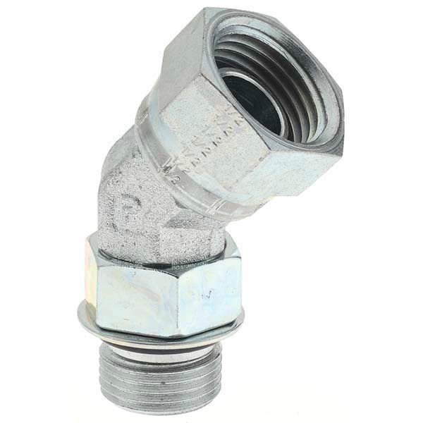 Hydraulic Hose Swivel Elbow Adapter: 8 mm, 3/4-16, 5,000 psi