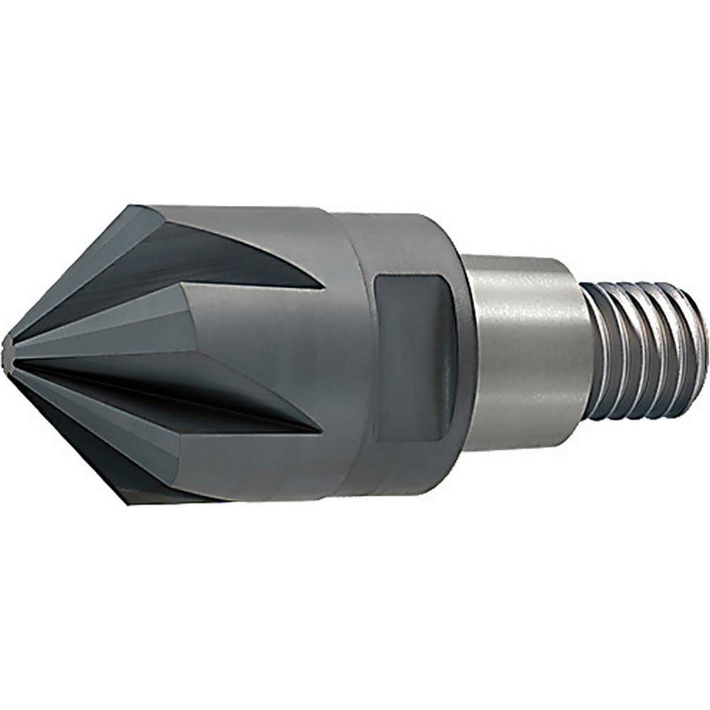 Corner Radius & Corner Chamfer End Mill Heads; Mill Diameter (mm): 12.70 ; Mill Diameter (Inch): 1/2 ; Chamfer Width (mm): 4.830 ; Chamfer Width (Decimal Inch): 0.190 ; Chamfer Angle: 56.000 ; Length of Cut (mm): 4.8300