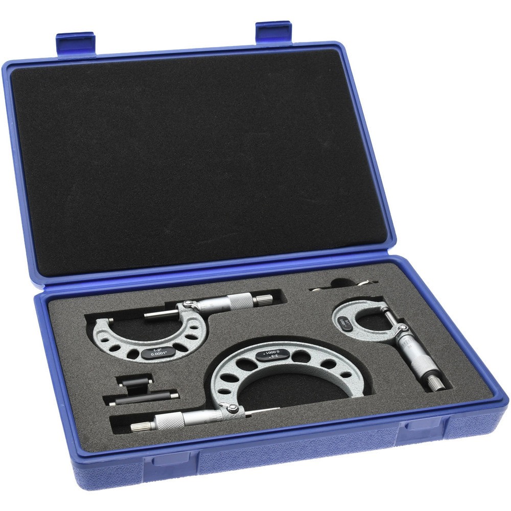 Mechanical Outside Micrometer Set: 3 Pc, 0 to 3