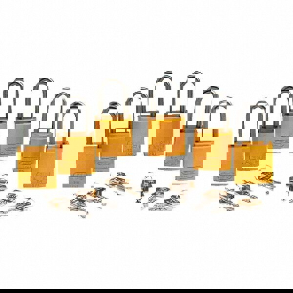 Lockout Padlock: Keyed Alike, Aluminum, Aluminum Shackle, Yellow