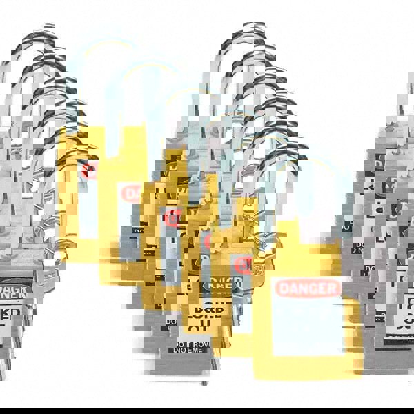 Lockout Padlock: Keyed Alike, Key Retaining, Nylon, Nylon Shackle, Yellow