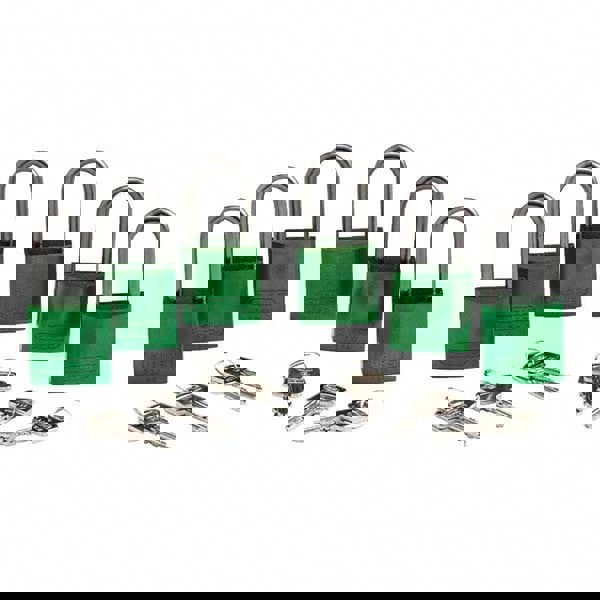 Lockout Padlock: Keyed Alike, Key Retaining, Nylon, Nylon Shackle, Green