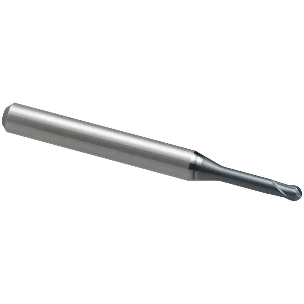 Ball End Mills; Mill Diameter (Decimal Inch): 0.0394 ; Mill Diameter (mm): 1.00 ; Number Of Flutes: 2 ; End Mill Material: Solid Carbide ; Length of Cut (Decimal Inch): 0.0295 ; Length of Cut (mm): 0.75
