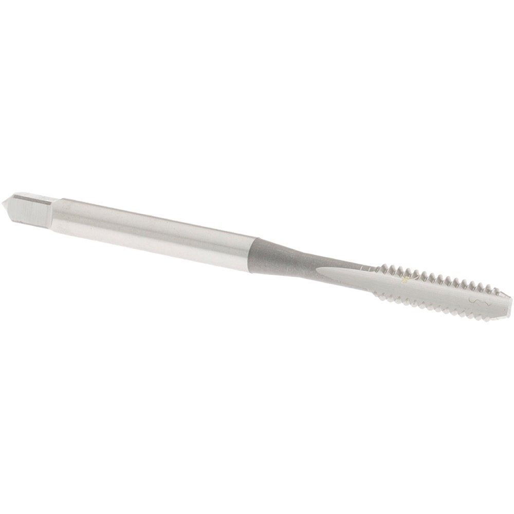 Straight Flute Tap: #6-32 UNC, 2 Flute, Bottoming Chamfer, 3B Class of Fit, High-Speed Steel, Bright/Uncoated Finish