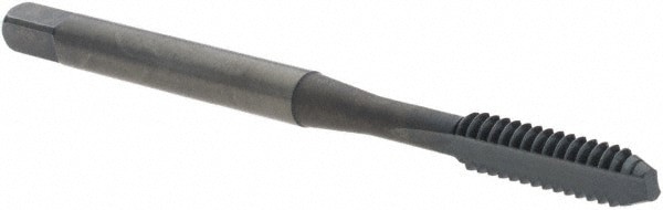 Straight Flute Tap: #6-32, UNC, 2 Flute, Bottoming, 2B, High-Speed Steel, Oxide Finish