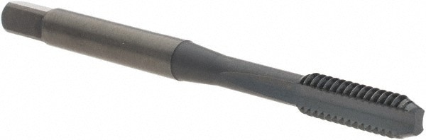 Straight Flute Tap: #8-32 UNC, 2 Flutes, Bottoming, 2B Class of Fit, High Speed Steel, Oxide Coated