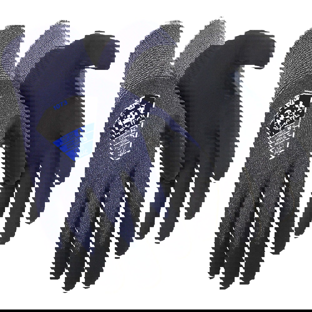 Cut & Puncture-Resistant Gloves: Size XL, ANSI Cut A3, ANSI Puncture 5, Nitrile, Fiberglass & HPPE