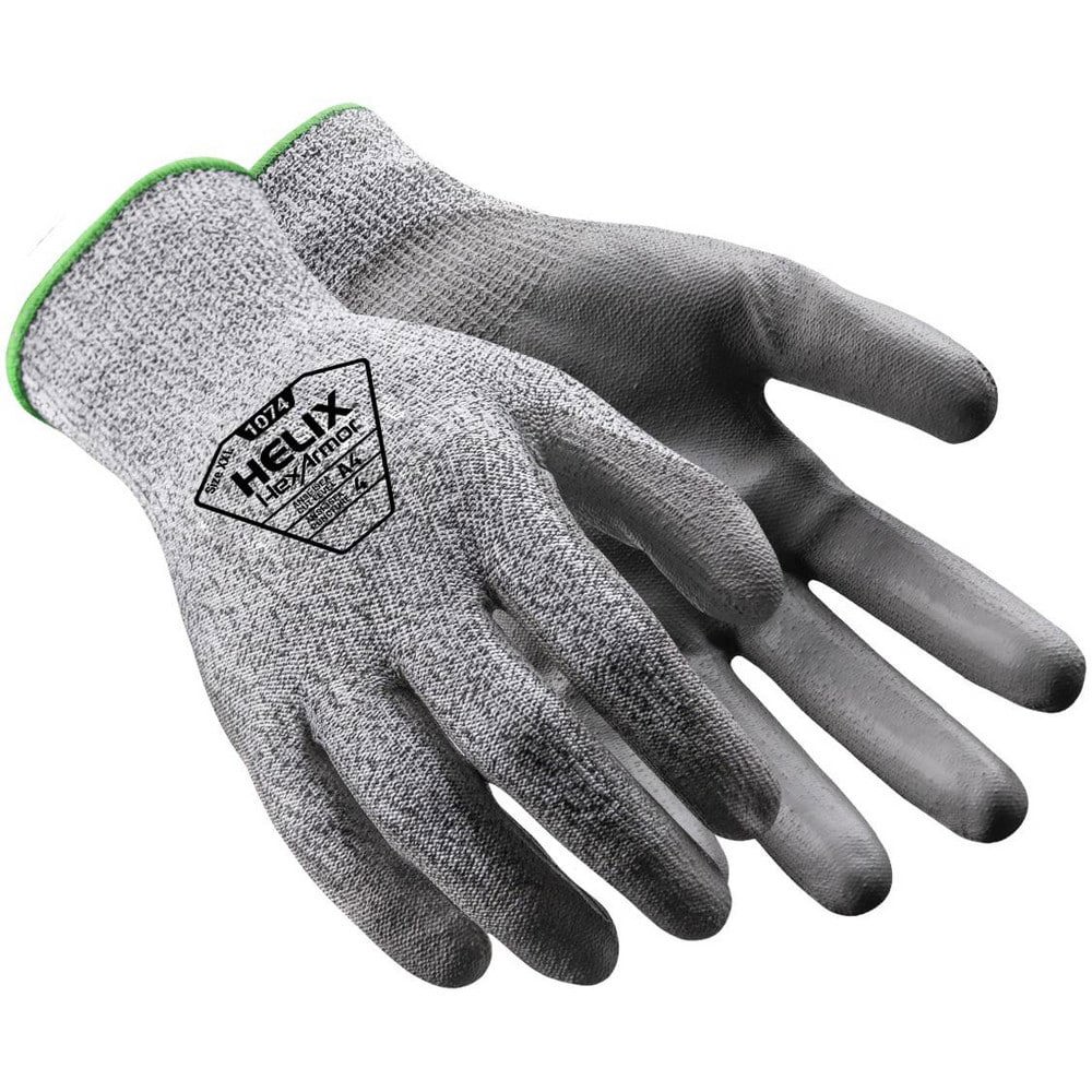 Cut & Puncture Resistant Gloves; Style: Knit ; Coating Material: Polyurethane ; Coating Coverage: Palm & Fingertips ; Glove Type: Cut, Puncture & Abrasion-Resistant ; ANSI/ISEA Cut Resistance Level: A4 ; Primary Material: HPPE Blend
