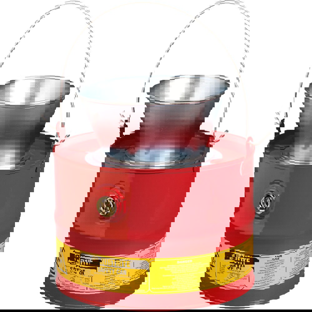 Safety Disposal Cans; Capacity: 3.000 ; Can Material: Steel ; Color: Red; Red ; Compatible Fluid: Flammable Waste ; Overall Height: 12.25in ; Overall Diameter: 11.625