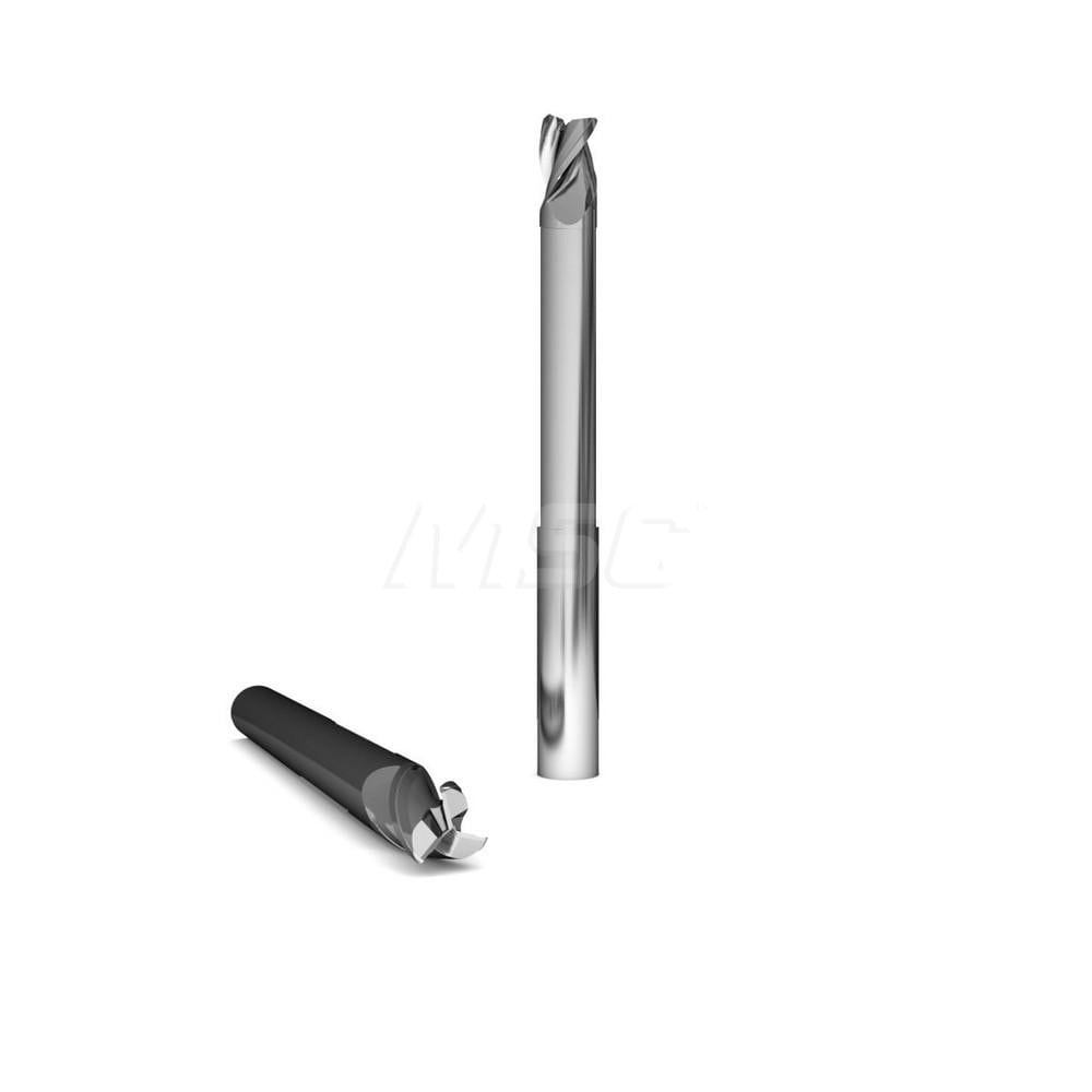 Square End Mill: 1/4'' Dia, 3/8'' LOC, 1/4'' Shank Dia, 2-1/2'' OAL, 3 Flutes, Solid Carbide