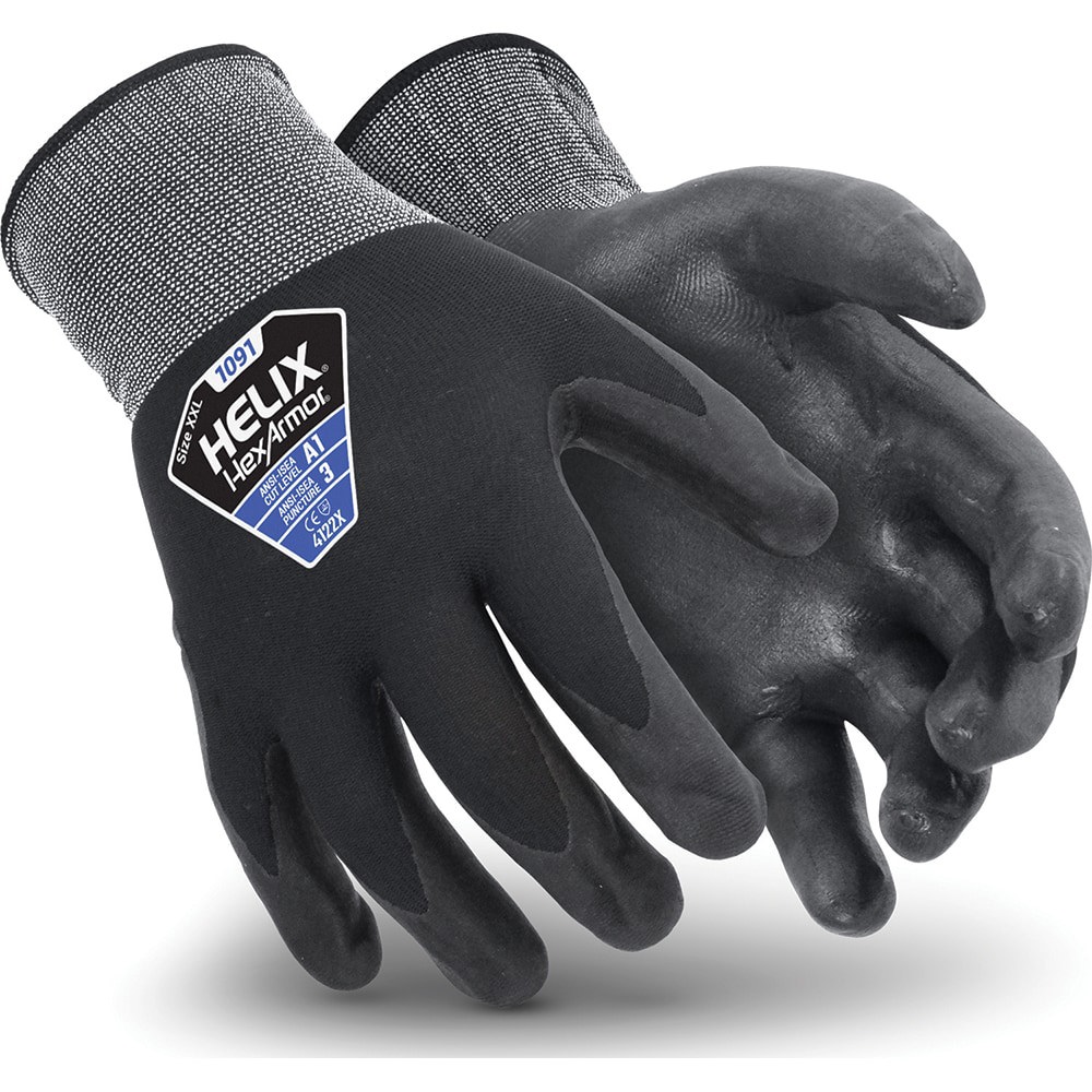 Cut & Puncture-Resistant Gloves: Size XS, ANSI Cut A1, ANSI Puncture 3, Foam Nitrile, Nylon Blend