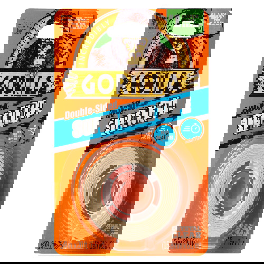 Duct & Foil Tape; Tape Type: Specialty ; Thickness (mil): 5.0000 ; Width (Inch): 5/8 ; Color: Clear ; Series: Gorilla Tape ; Length Range: 6 to 11.9 yd