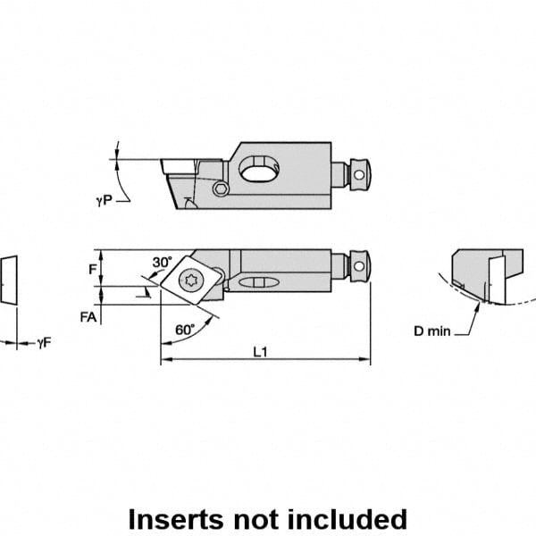 32mm OAL x 7mm OAW x 11mm OAH Left Hand Indexable Turning Cartridge