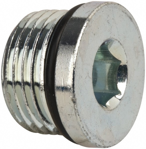 Industrial Pipe Hex Socket Plug: 7/8-14 Male Thread, Male Straight Thread O-Ring