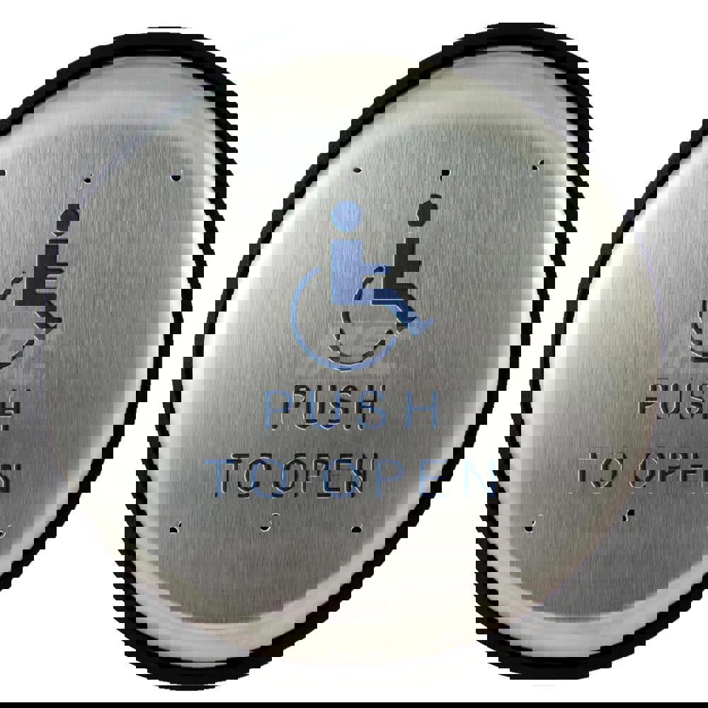 Push Plates; Material: Stainless Steel ; Width (Inch): 6 ; Overall Length (Inch): 6.00 ; Finish/Coating: Stainless Steel ; Shape: Round ; Plate Thickness: 0.1250